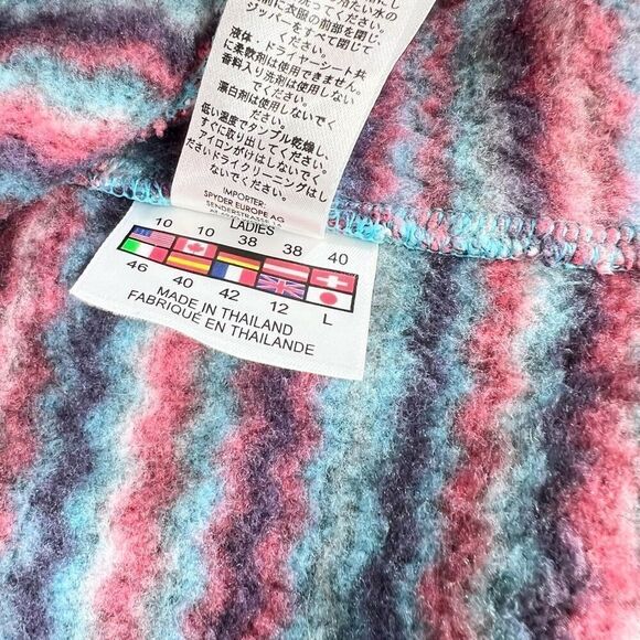 Spyder Pullover Sweater Womens 10 Blue Multi Zig Zag Stripe Quarter Zip Fleece - Picture 10 of 12